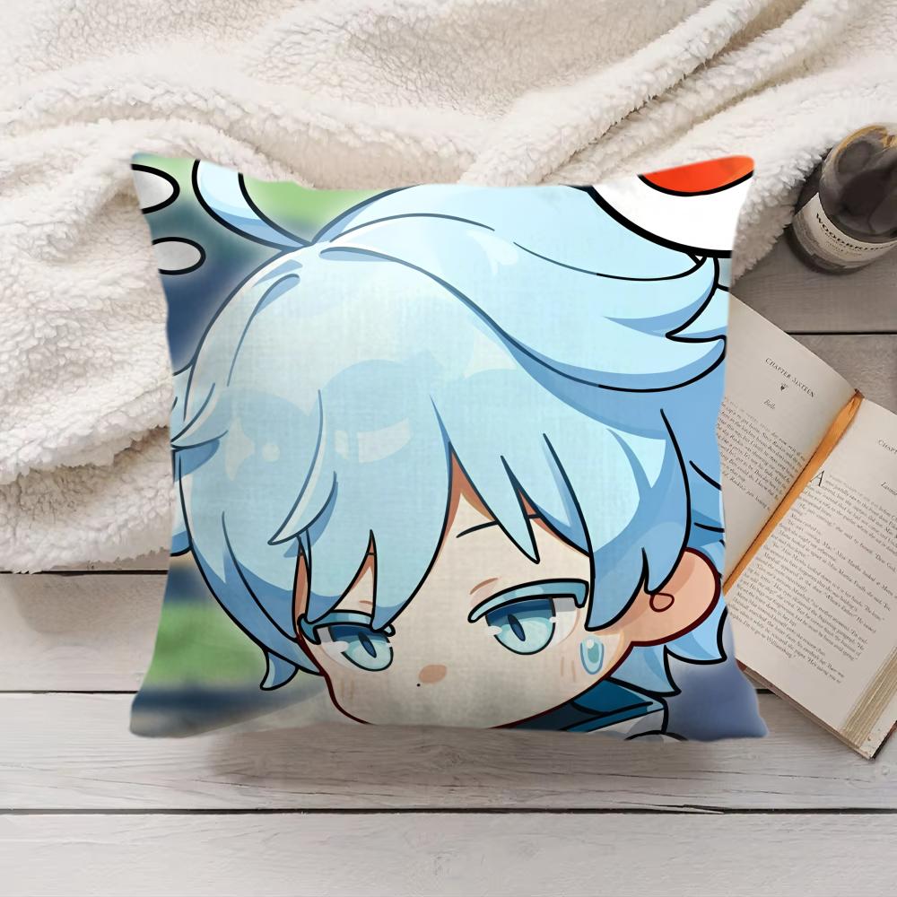 Chongyun Cute Genshin Impact Cushion Cover Silky Short Plush Invisible Zipper Dustproof Sofa Pillow Case For Home Decor