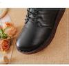 Retro Damen Stiefeletten aus echtem Leder Winter Warm Plüsch Schnürstiefeletten Flats Fell Seitlicher Reißverschluss Mama Stiefel