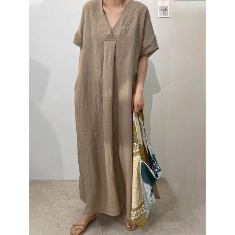 Damen Casual Kurzarm V-Ausschnitt Rabattkleid