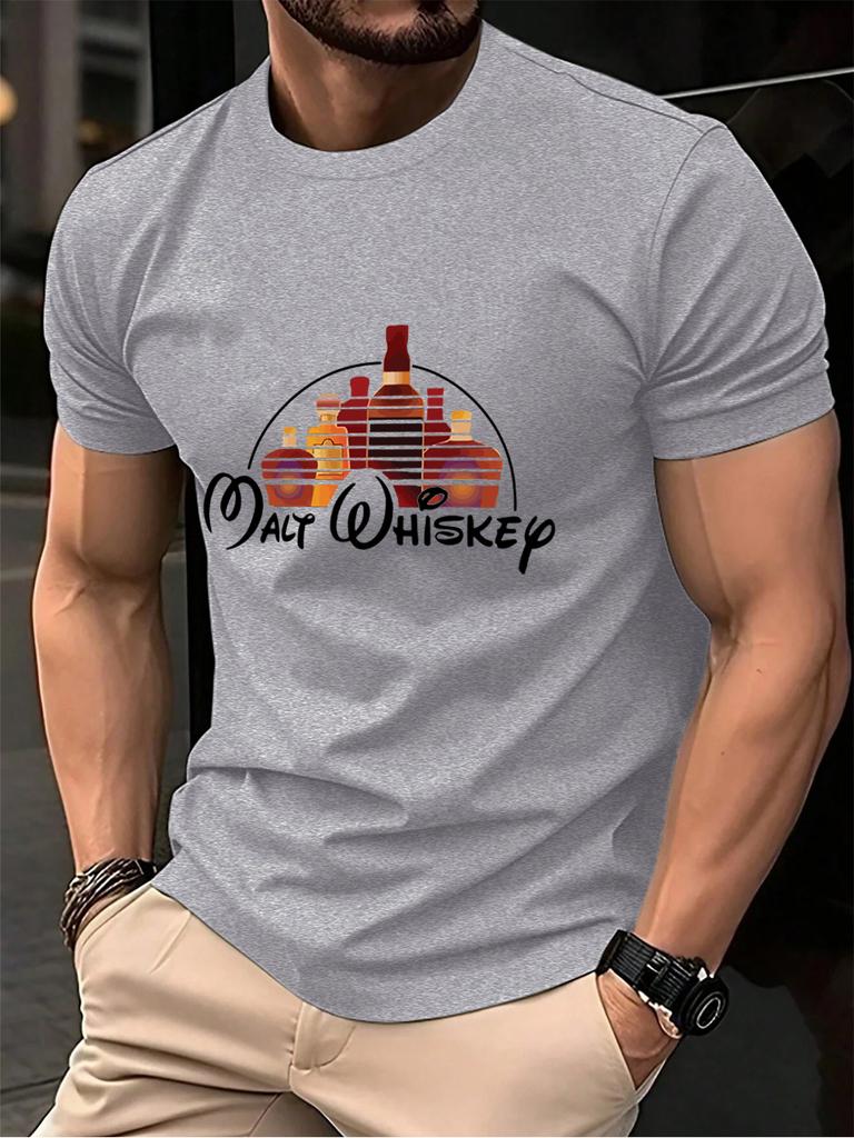 Malt Wiskey Funny Alcool Drunk Prints Men TShirt Cotton Summer Soft Short Sleeve Tops Oversized ONeck T Shirt Casual Clothes