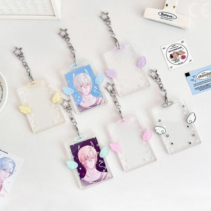 Card Clip, Keychain Sleeve, Transparent Acrylic Badge ID, Album Photo Frame, Convenient and Practical for Going Out