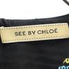 SEE BY CHLOE 100% Silk Border Pattern No Sleeve Mini Dress 4 Black Women Used