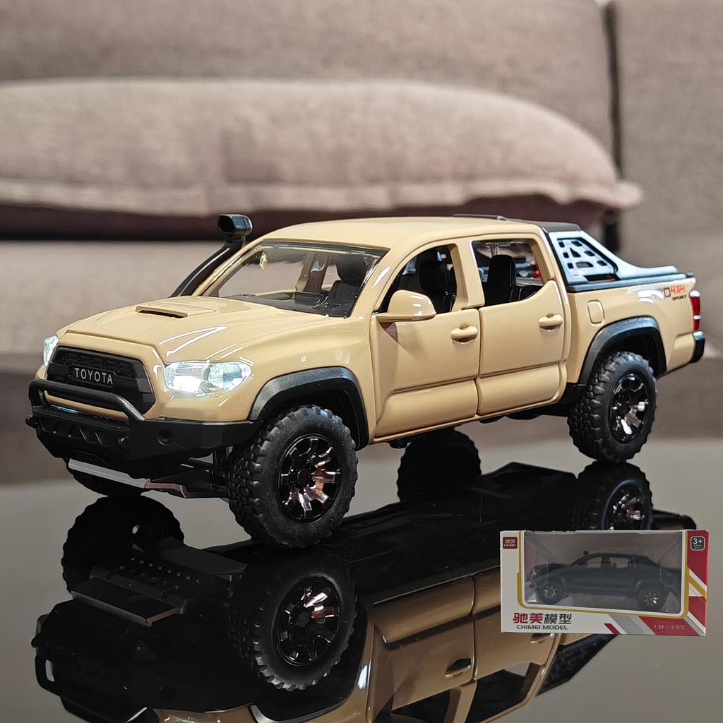 1:32 Scale Toyota Tacoma TRO Off Road Pickup Truck Alloy Diecast Travel Version Model Sound & Light Mini GT Ornament Collection