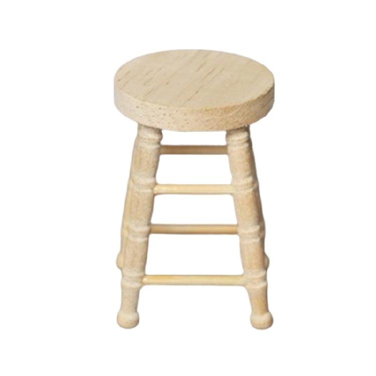 Realistic Stool Miniature Display Zakka Role Play and Display for Dollhouses Enthusiasts, 1/12 Scale, Wood Stool