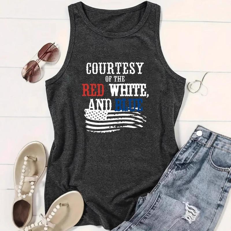 Patriotic Printed Women's Versatile Comfortable Casual and Fashionable Top Vest