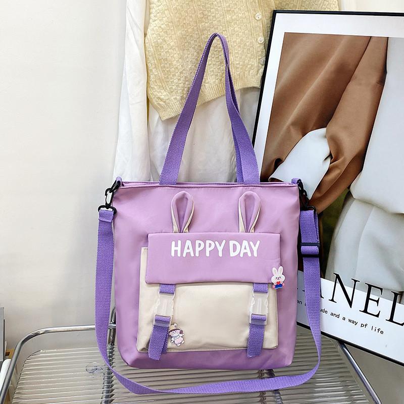 Bunny Ears Tote Bag With Splicing Design For Daily Casual Use