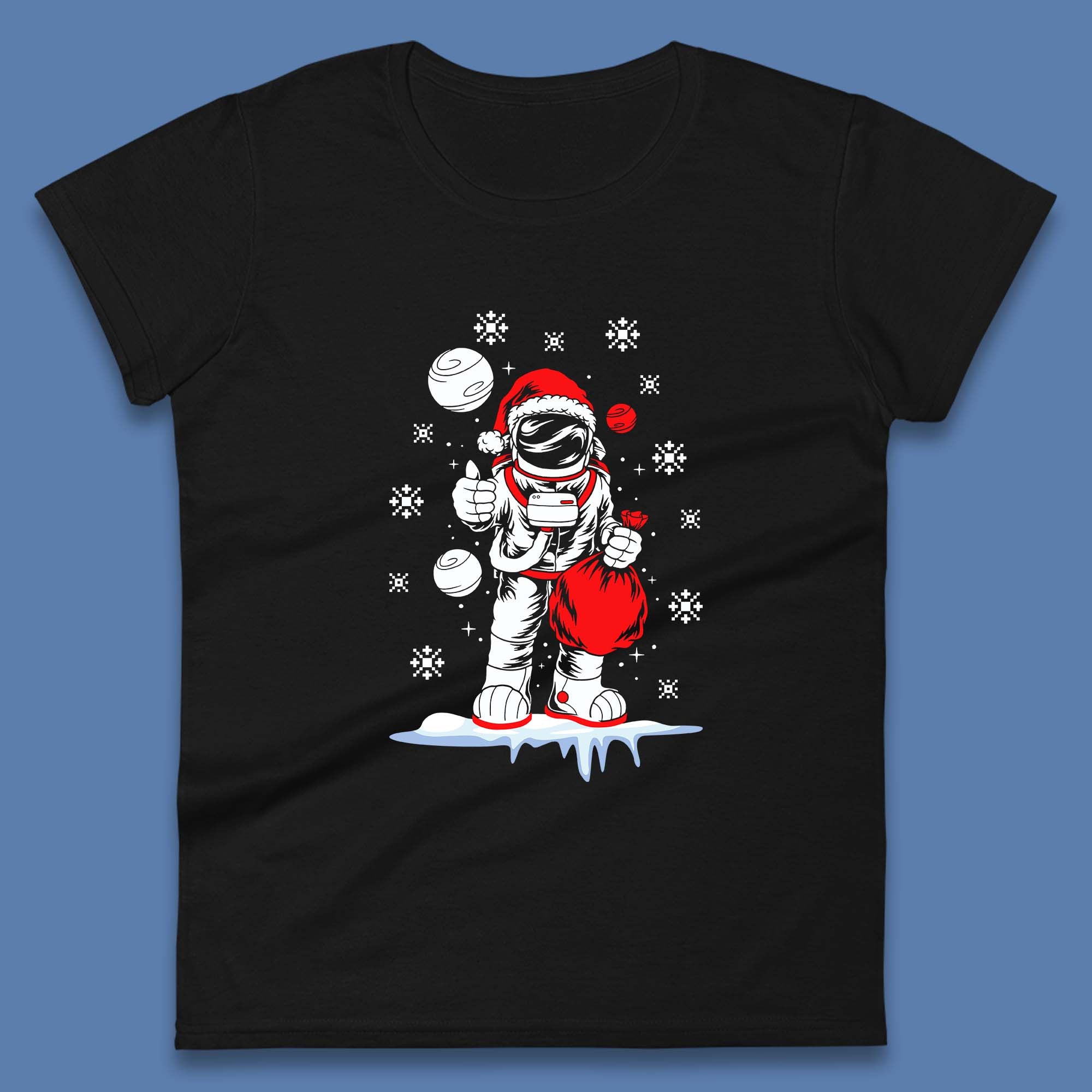 Christmas Womens T Shirt Mens Tops Tees Unisex, Astronaut Santa Top S