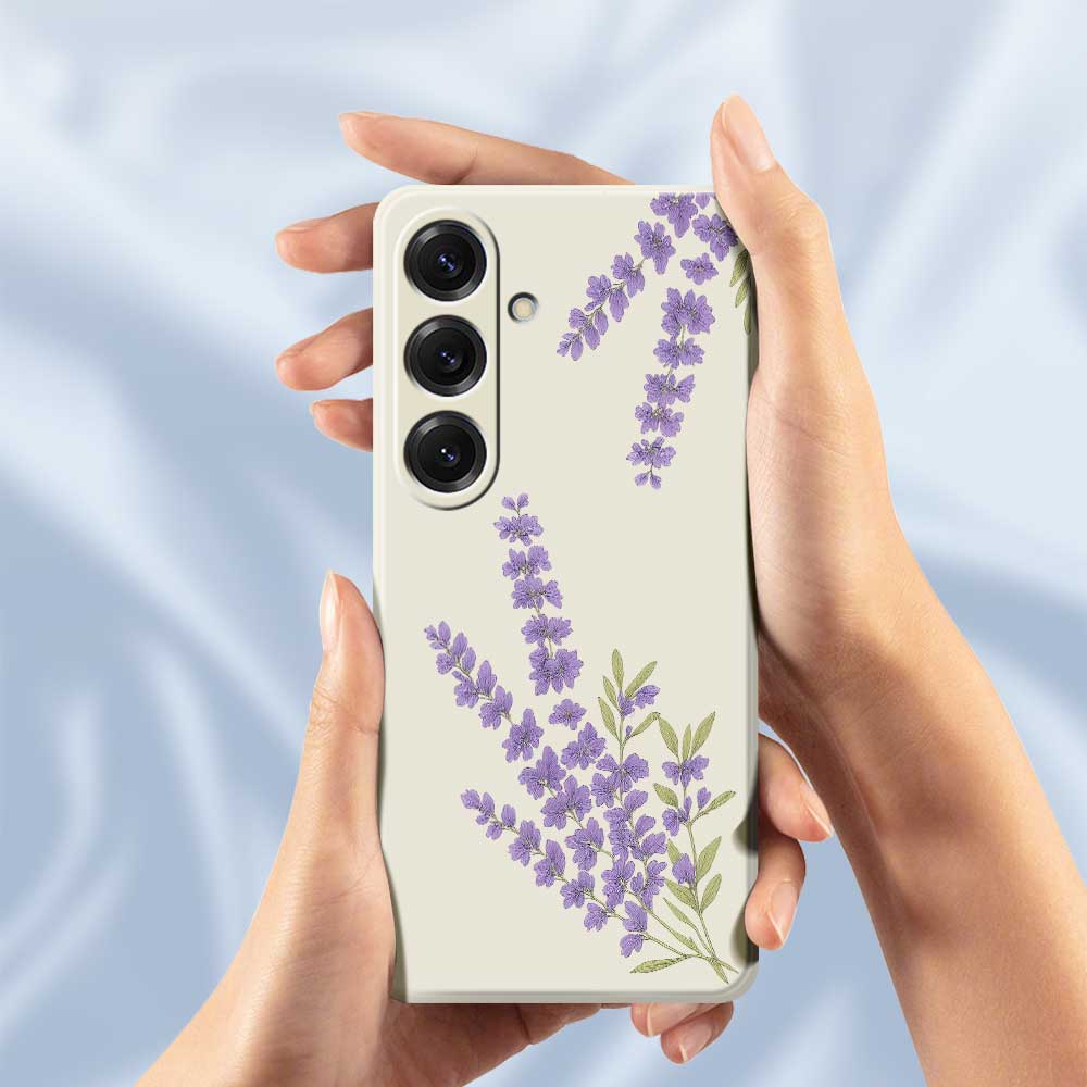 For Samsung Galaxy S25 Case Lavender Pattern Printing Straight Edge TPU Phone Back Cover