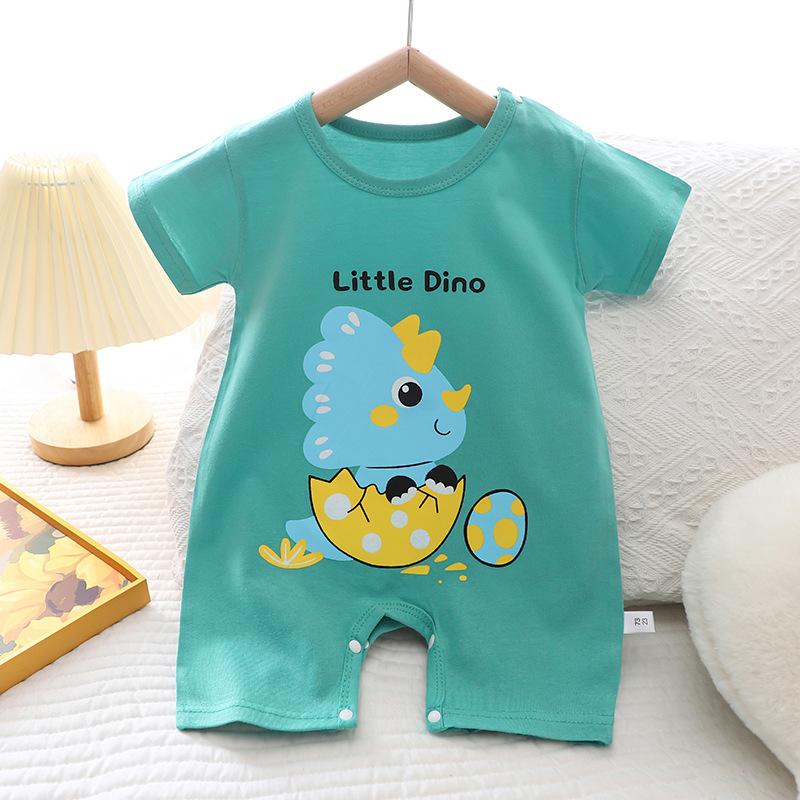2026 Summer Kids O-Neck Short Sleeve Pajama-Rompers Baby Spring Short Crawling Clothes Cartoon Cotton Jumpsuit for Girl Boy