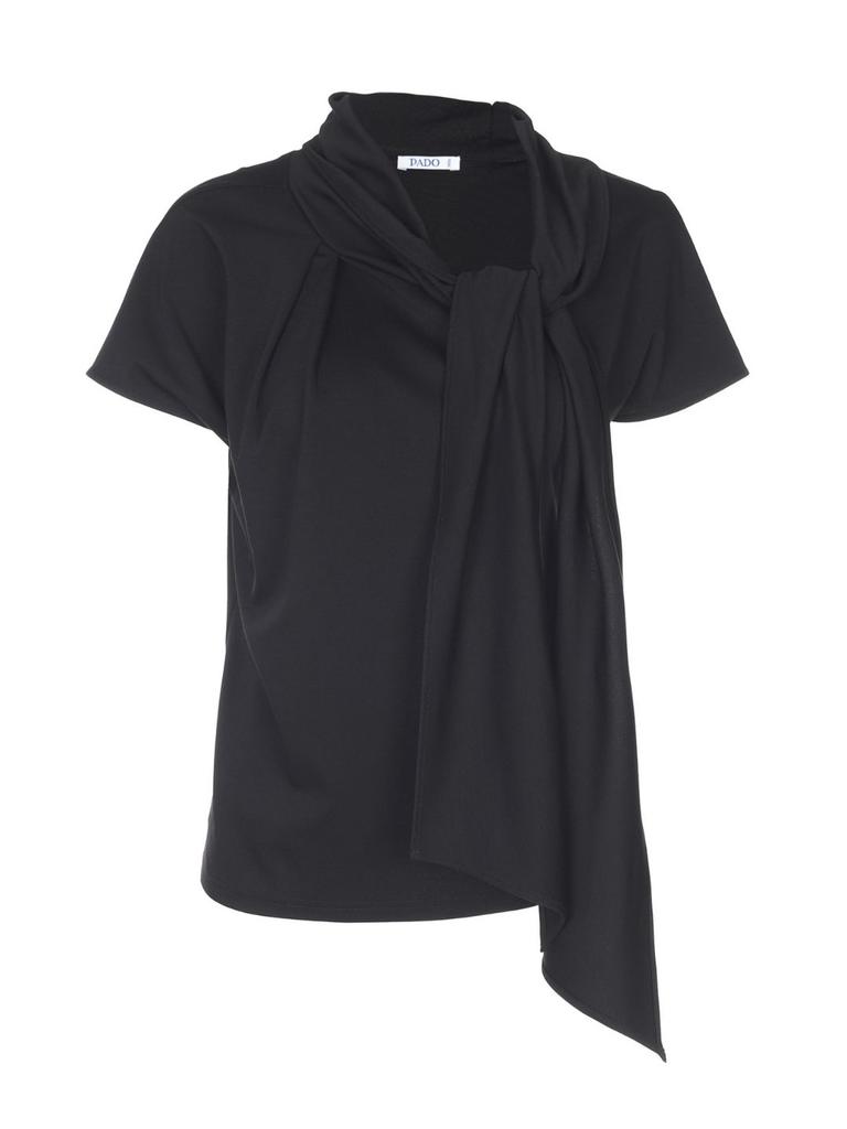 PADO SEOUL Scarf Tie Drape Top Black