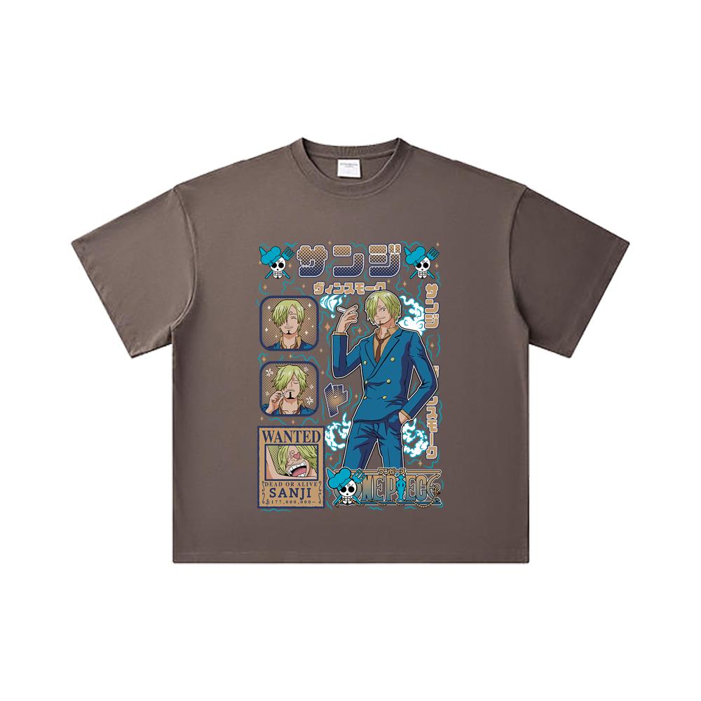 260 GSM Double Yarn 32 Count 100% Cotton One Piece V59 Sanji Print Unisex Heavy Cotton T Shirt