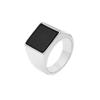 Simple Square Agate Stone Men's Fashion Jewelry Accessories Versatile Ring