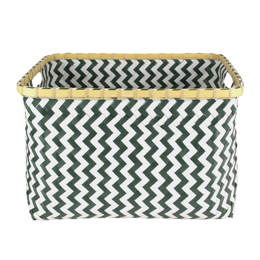 Les Trésors De Lily [R2473] - Sada 3 tkaných košů 'Boho' zelená bílá - 42x33x26. 5 cm
