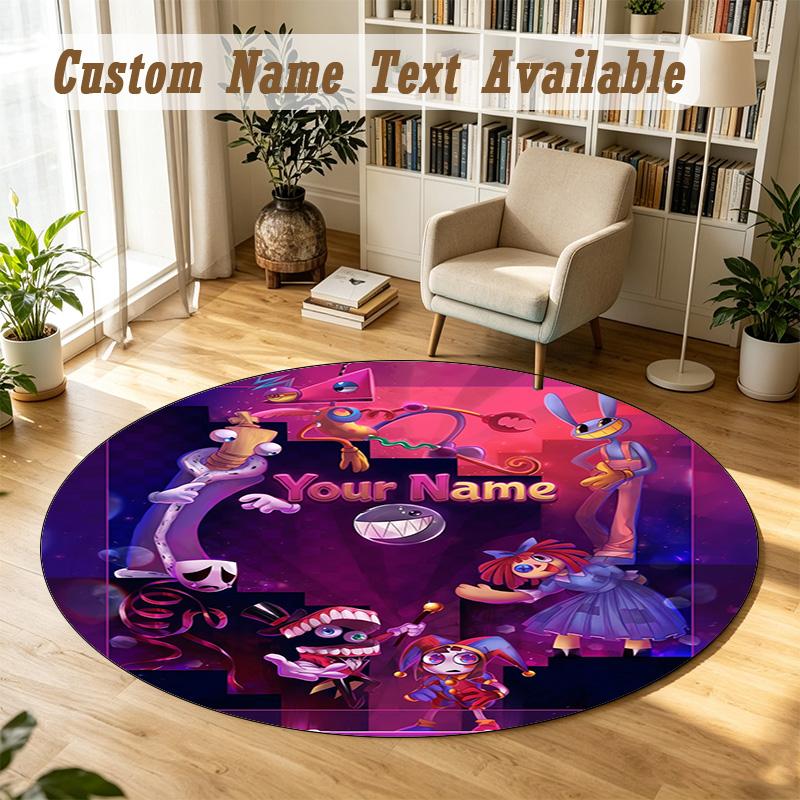 Round Rug Custom NameThe Amazing Digital Circus Pattern Non Slip Carpet Home Floor Decor