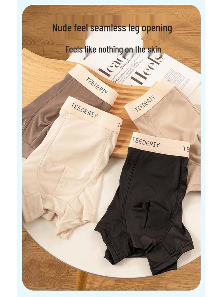 2024 Men's Ice Silk Boxer Briefs: Antibacterial, Nude Feel, Breathable Mid-Rise Underwear
