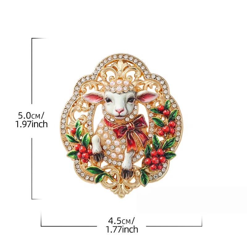 1 Stück Unisex Strass Französischer Hof Jahr des Ziegenbock Tier Neujahrsfeier Brosche Anstecker Niedliche Schaf Brosche für Damen
