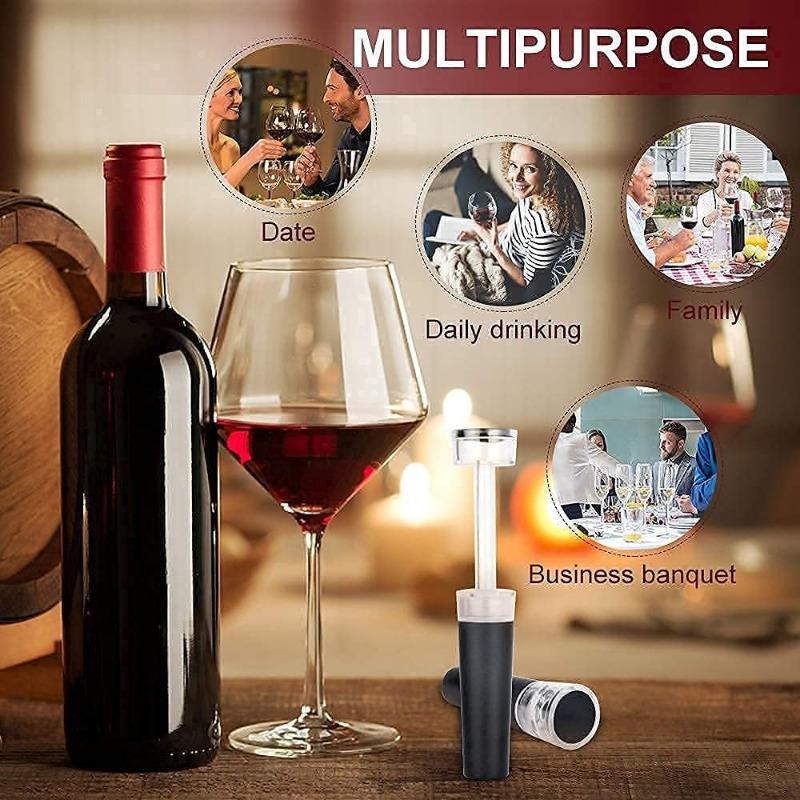 Vacuum Wine Stopper Reusable Stoppers with Built-in Vacuum Pump Leakproof Wine Bottle Sealer Silicone Caps,Wine Saver 5