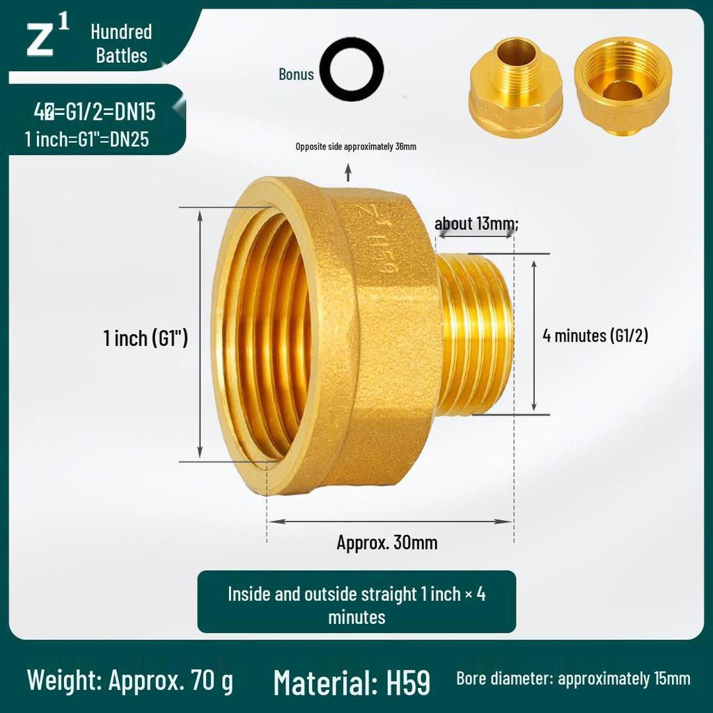 Copper Reducing Coupling and Tee Reducer Elbow, Female To Male Thread, 4 To 6 Points Conversion.