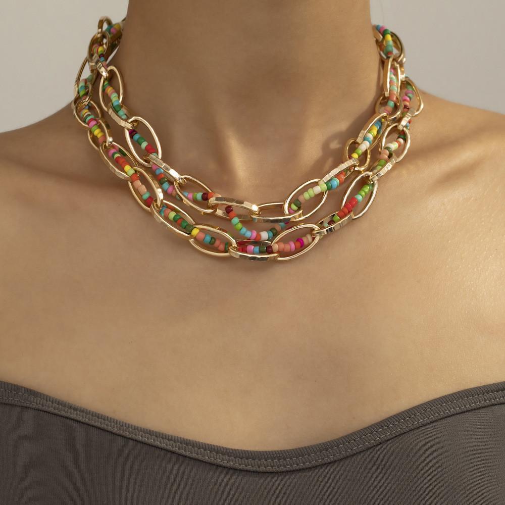 Vibrant And Stylish Multilayer Beaded Necklace For Women Trendy Accessory For Every Look