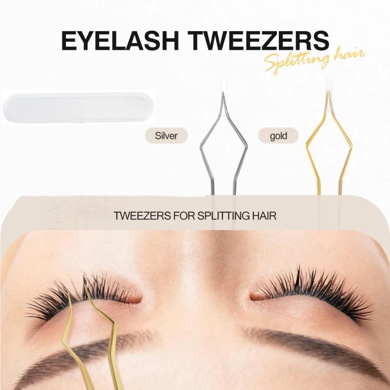 Lash Extension Tweezers Anti Slip Stainless Steel Curved Tip Straight Tweezers High Precision Nail Art Makeup Beauty Tools