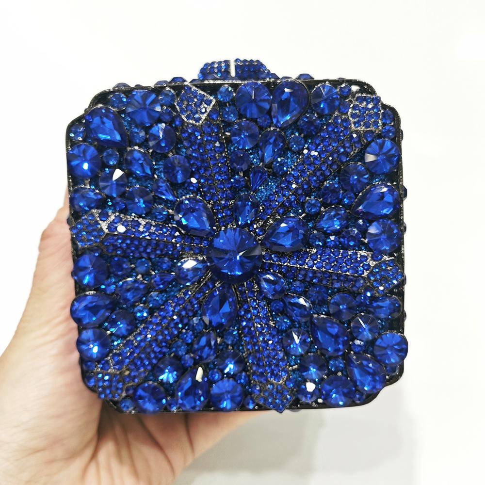 Snow Blue/Red Crystal Evening Clutches WHTUOHENG Diamond Party Prom Minaudiere Luxury Rhinestone Wedding Bridal Party Purse