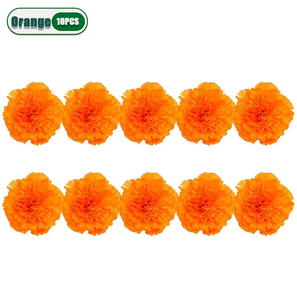 2.17 InchMexican Marigold Artificial Flowers Day of The Dead DIY Garland String Halloween Diwali Party Home Outdoor Decoration