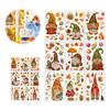 Autumn Theme Window Murals 9Pcs Fall Gnome Static Clings, Thanksgiving Maple Leaf Turkey Pumpkin Removable PVC Glass Clings Stickers, Reusable