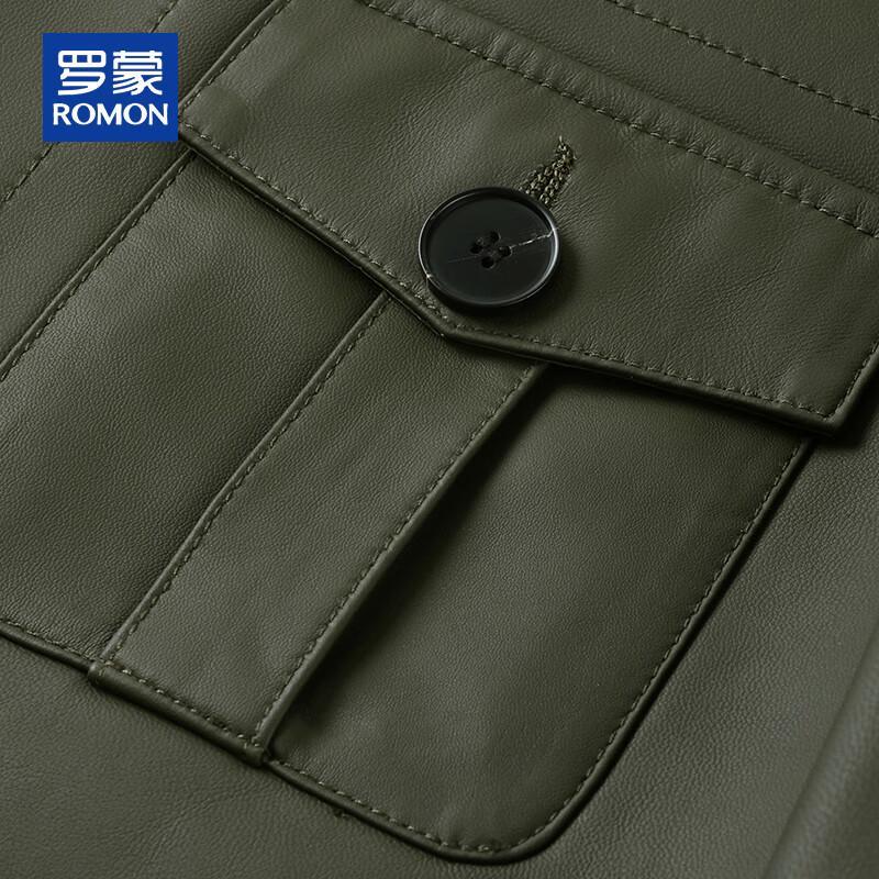 ROMON Men's Genuine Sheepskin Four-Pocket Leather Jacket