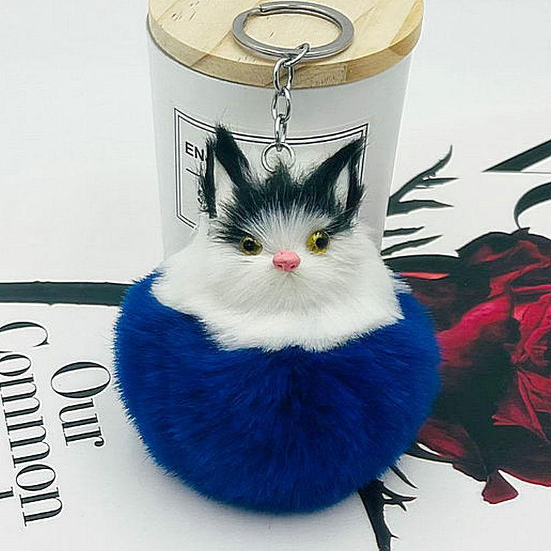 Fluffy Fur Kitty For Women Plush Pompom Ball Cat On Bag Car Trinket Jewelry Wedding Party Kids Gift Bag Charm