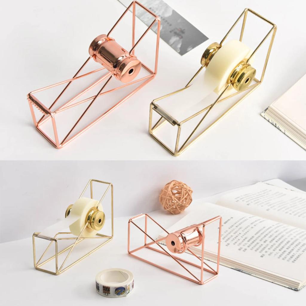 Metal Tape Dispenser Rose Gold Desktop Adhesive Tape Cutter Office Supplies Desk Decoration for Business Commercial Shop