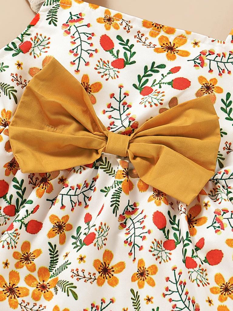 3-delige kledingset voor peuter baby meisje, bloemen slingertop met strik + shorts + hoofdband, zoet, lieflijk, modieus pak voor kinderen meisje 1-5 jaar