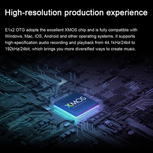 TOPPING Professional E1X2 OTG 1-in/2-out Audio Interface, Audio Mixer for Streaming, DTM, Mixing, Music Production, Singing, and more. USB Type-C Moni