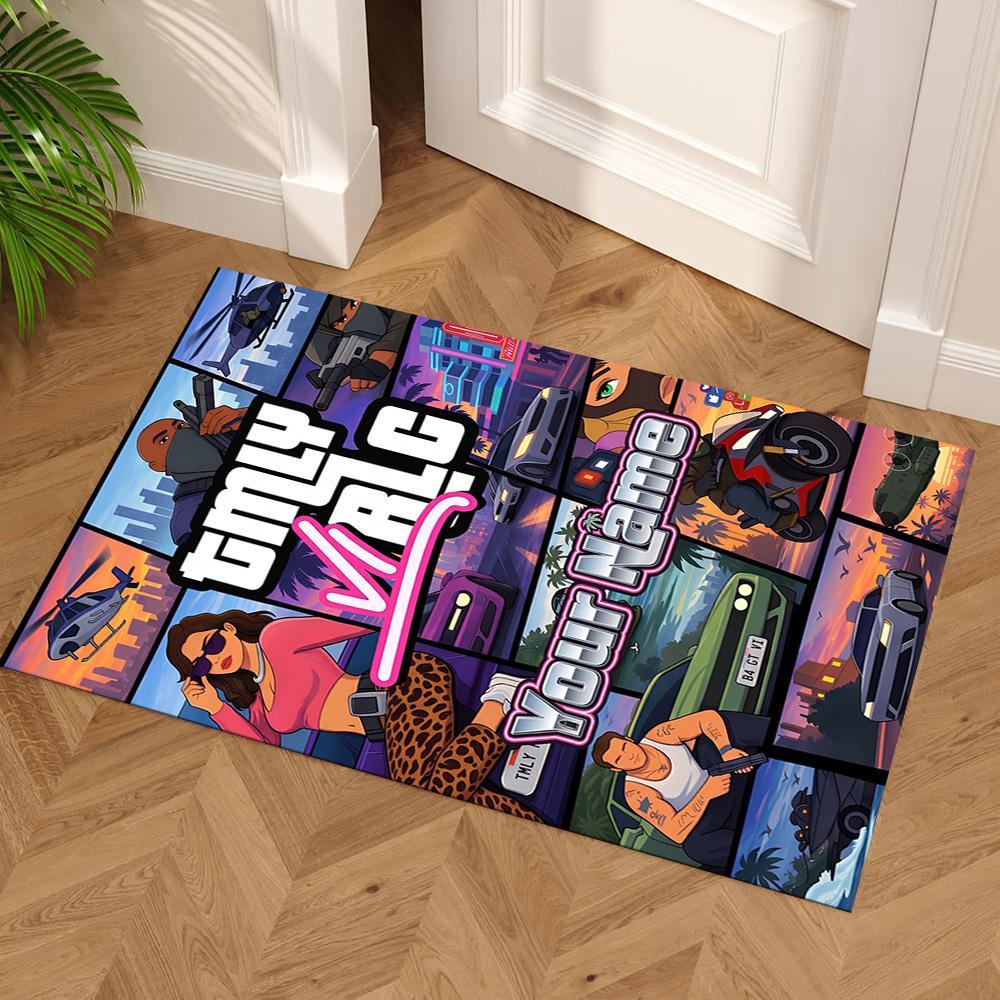 Grand Theft Auto Personalized Name Floor Rug Office Rug Suitable for Balcony Foyer Outdoor Living Rooms Antislip Carpet Office home decor