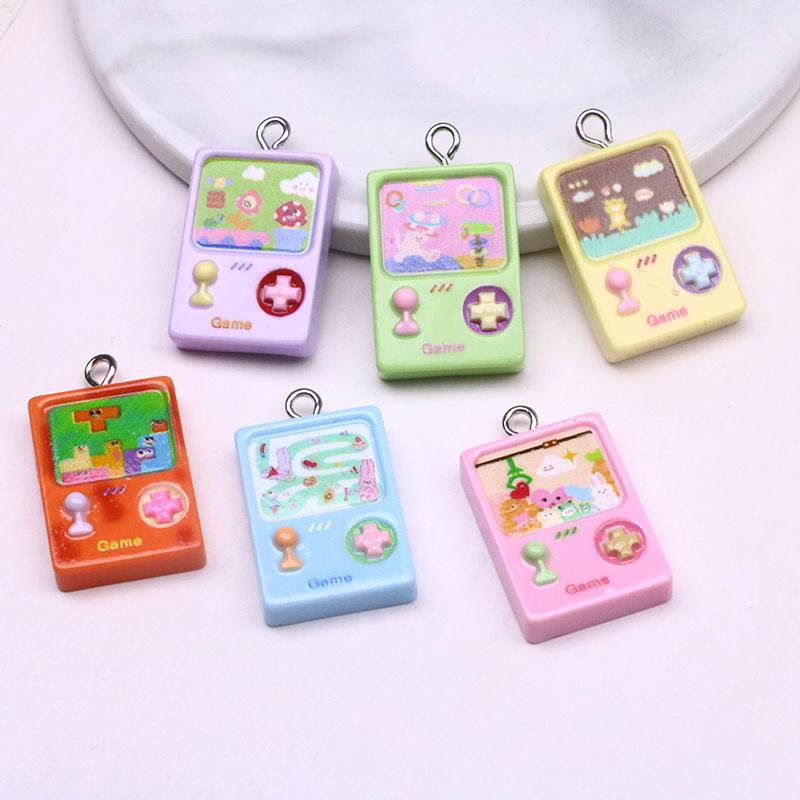 6pcs Cartoon Game Console Flat Back Resin Cabochon Cute Funny Pendant Flatback for Earring Keychains Diy Jewelry Make