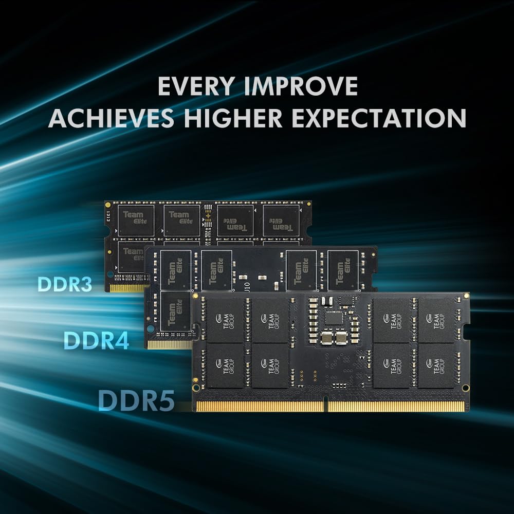 TEAMGROUP Elite SODIMM DDR5 16GB 5600Mhz CL46 Buffered 1Rx8 Single Rank Laptop Memory Module RAM (PC5-44800) Non-ECC 1.1V 262-Pin -