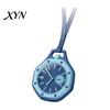Vintage Pocket Watch Colorful Octagonal Watch, Mechanical Quartz Analog Hollow Case Fashion Accessory Necklace with Faux Leather Strap for Men Women