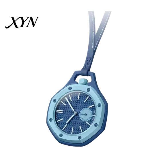Vintage Pocket Watch Colorful Octagonal Watch, Mechanical Quartz Analog Hollow Case Fashion Accessory Necklace with Faux Leather Strap for Men Women