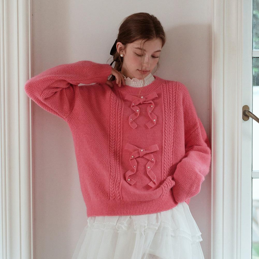 CEST MOIDEW Cest_Pearl Ribbon Knit Pullover Sweater