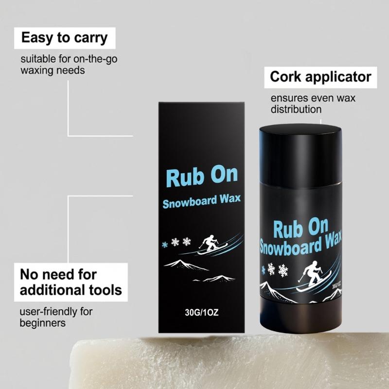 30g Portable Rub on Ski Snowboard Wax Rub On Quick Wax for Outdoors Portable Crosses Country Wax for Most Temperature