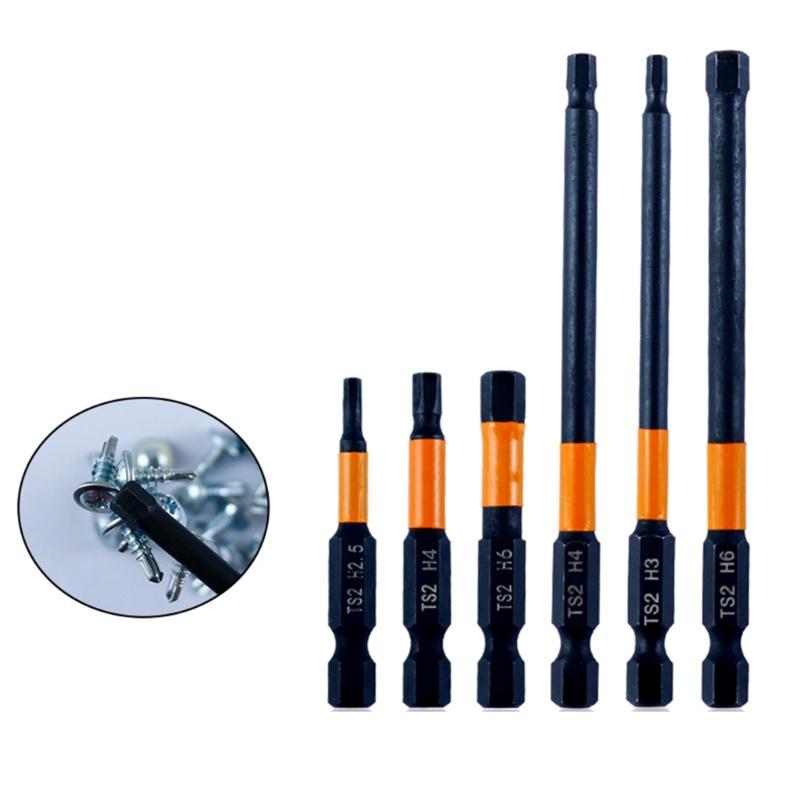 6/7Pcs Allen Wrench Drill Bit Set Impact Hex Head Screwdriver Bit Set 1/4inch Hex Shank Hex Bit Maintenance Tool