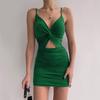 Fashion Cut Out Slim Fit Sexy Dress Women V-neck Plus Size Summer Short Dress Women Pleated Party Club Y2k Dresses Female Clothes 24927