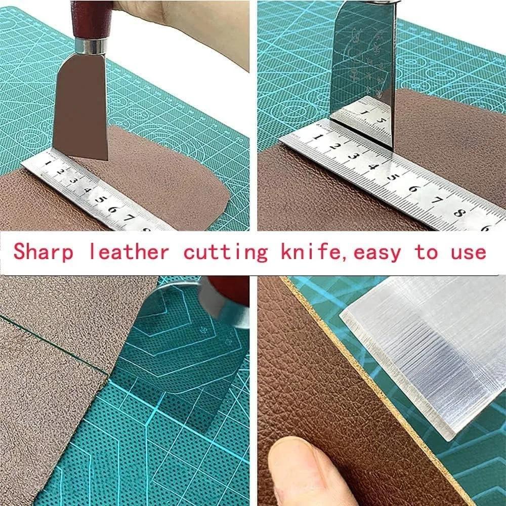 Profession Leathercraft Cutting Tool Wood Pattern Leather Cutter Knife, Stainless Steel Blade for Patchwork Knives Paper Cloth