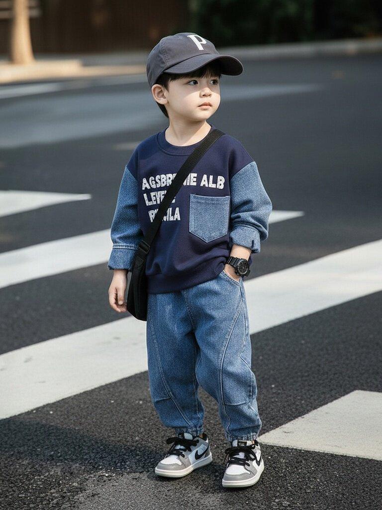 Boys' Stylish Spring & Autumn Hoodie Set 2026: Cool Two-Piece Baby Outfit