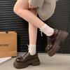 Loafers small thick soles increase height versatile small leather shoes European station retro British style single shoes women's 2025 new models