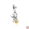 HotSale S925 Sterling Silver Heart Winged Angel Guardian Dangle Charm Bead Fit Original  Bracelet DIY Fashion Jewelry Gift