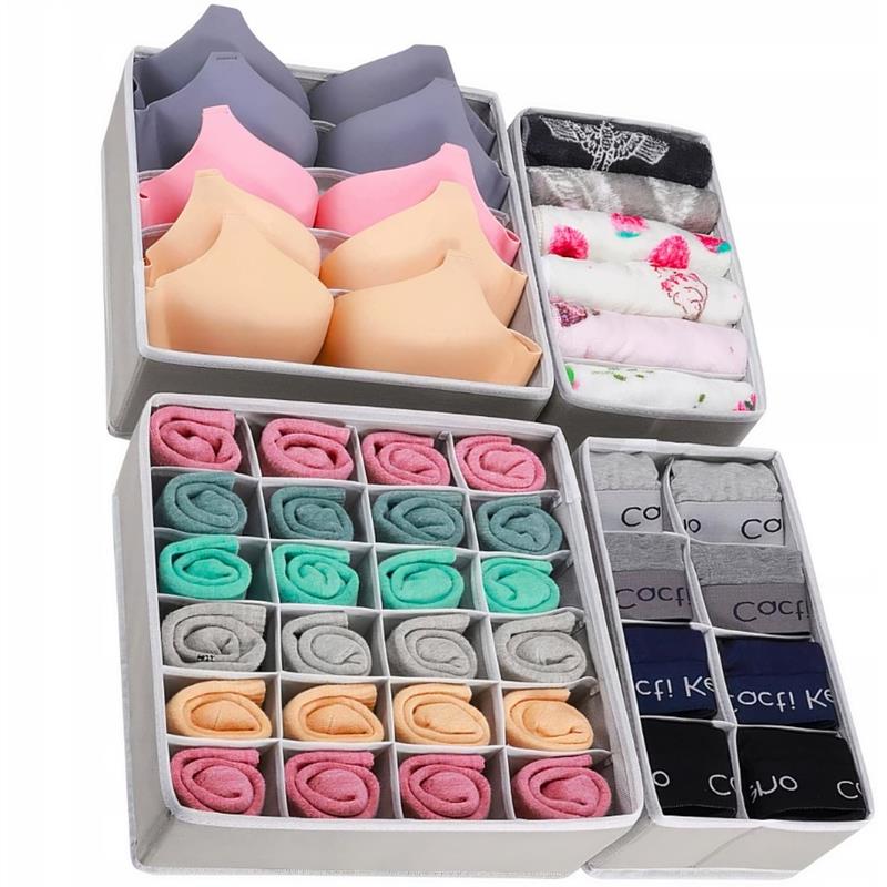 Drawer Organizer for Underwear, Socks, Clothes, Set of 4