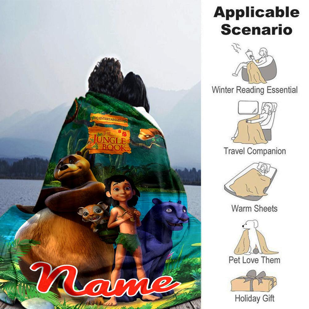 Customiz Name Personality The Jungle Book Blanket Soft &Warm Sofa Office Bed Travel Lunch Break Blanket, Gift Suitable All Seasons