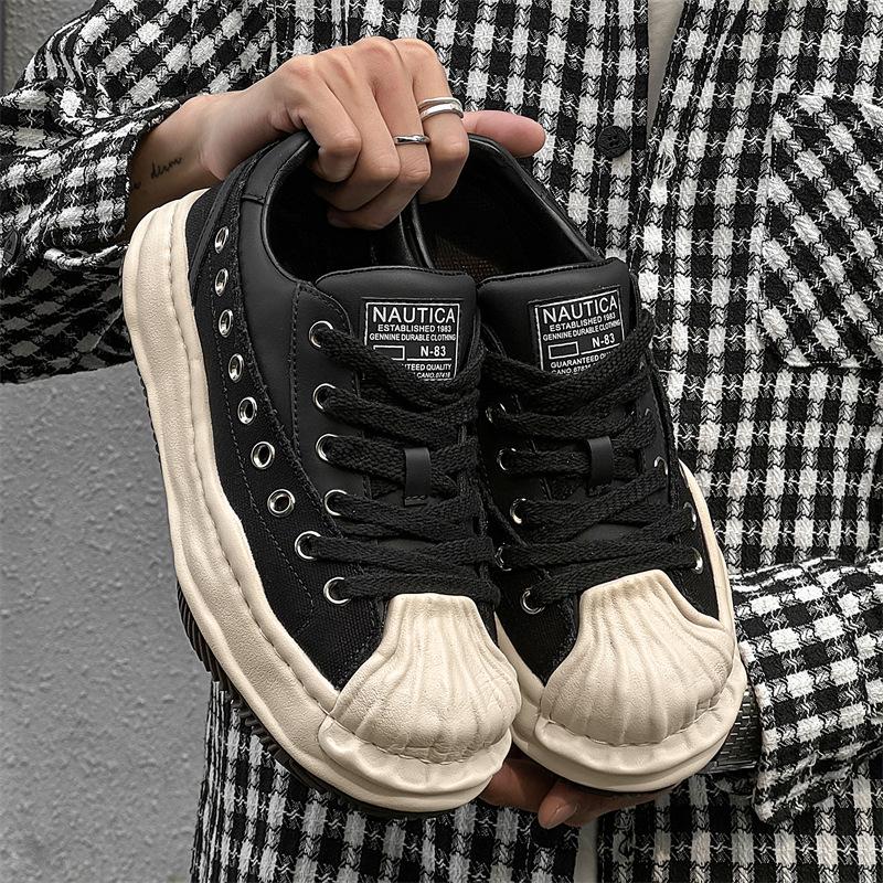 New niche design shell head heightened platform dissolving shoes sports and leisure shoes lace-up board shoes