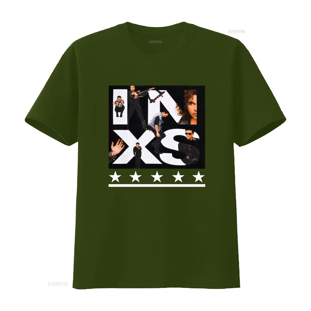 Vintage Inxs Print T Shirt Rock Band Style vintage Washed homme designer clothes Top For Everyday Wear fashion Versatile