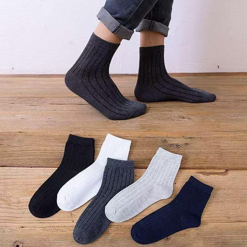 5 Pairs of Men's Mid-calf Socks, Odor-proof, Breathable and Sweat-absorbing, Vertical Long Socks for Autumn and Winter Sports